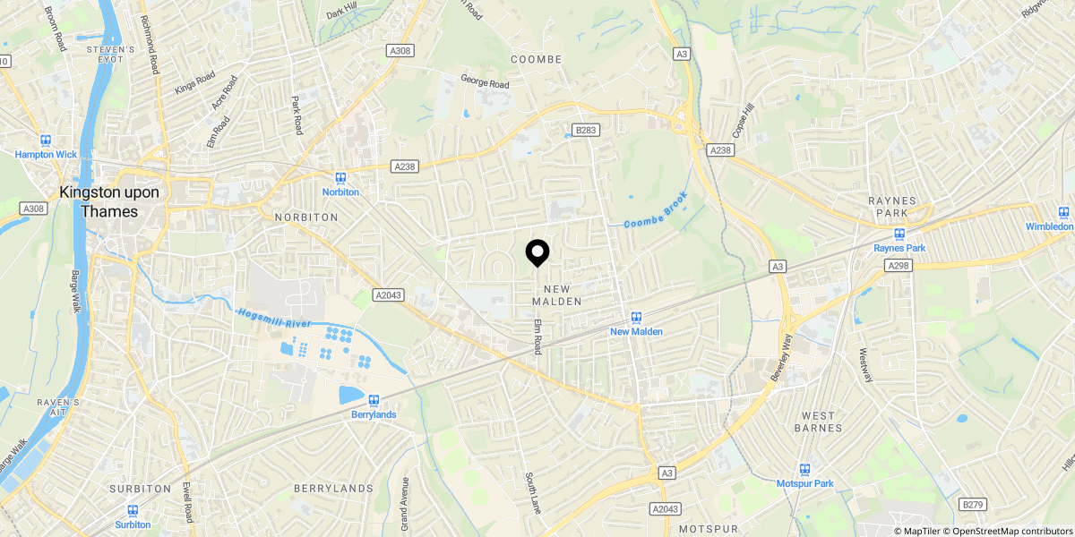 Approximate location of Salisbury Road, New Malden, KT3 3HZ