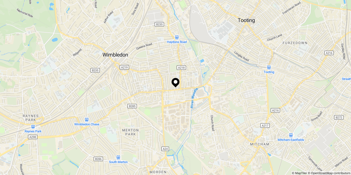 Approximate location of Bonsor House, Wimbledon